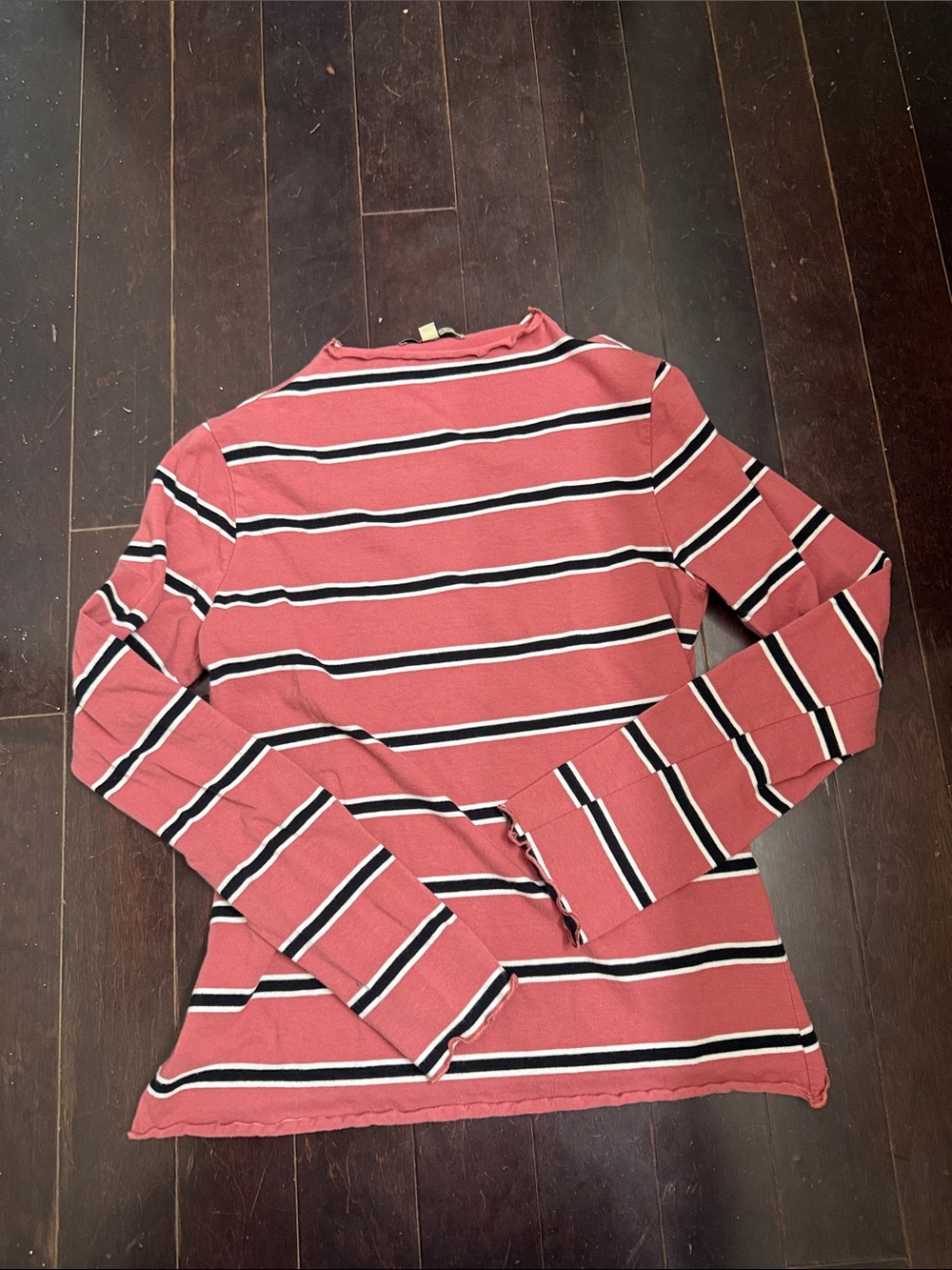 Polagram Rose Striped Long-Sleeve Mock Neck Top